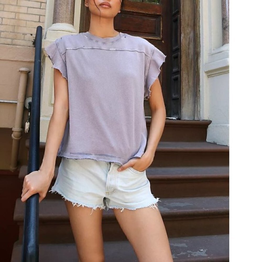 Free People We the Free Purple Burnout Warrior‎ Short Sleeve Tee S
